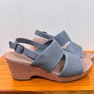 Baretraps Abia‎ Wedge Sandals Perforated Adjustable Strap Blue Comfort 11W